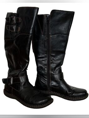 BORN tall riding boots with buckle comfy flat sole women 6.5